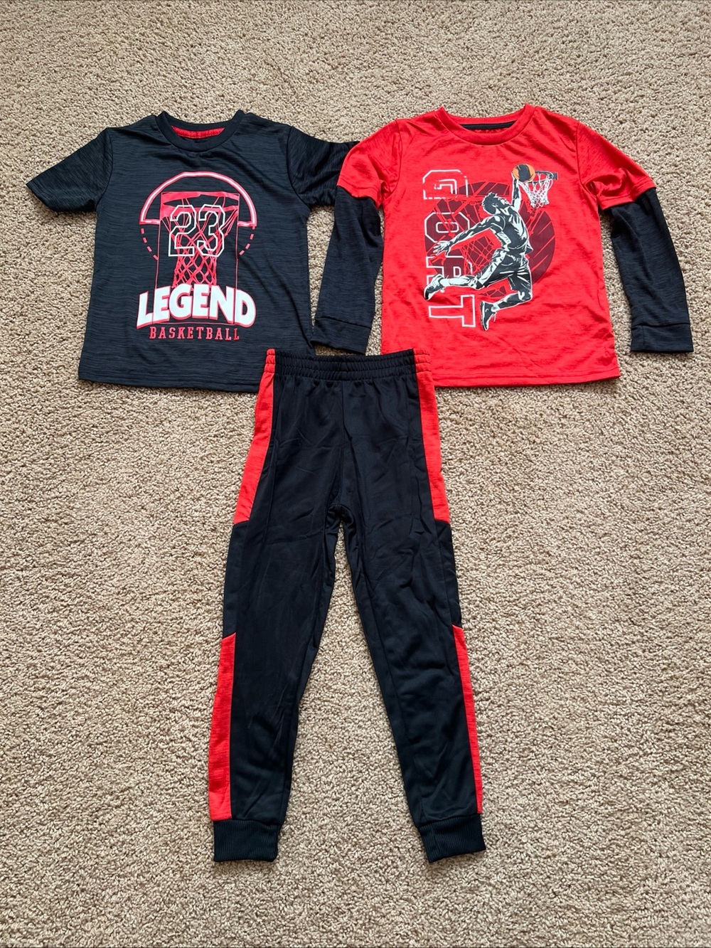 Power Forward Boys Black/Red 3pc Jogger Pants Set Size 5/6